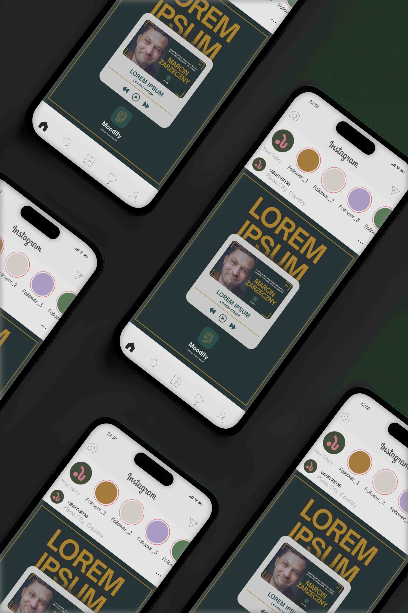 Szablony postów dla podcastu Moodify