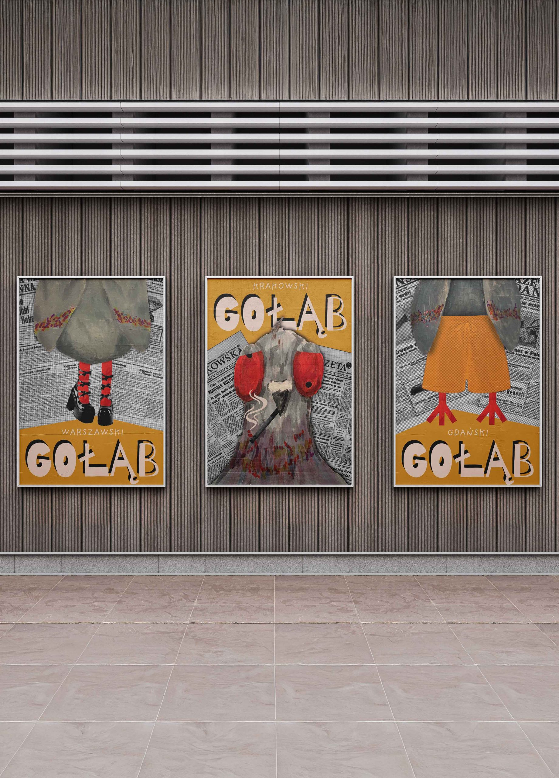 Seria plakatów gołębi